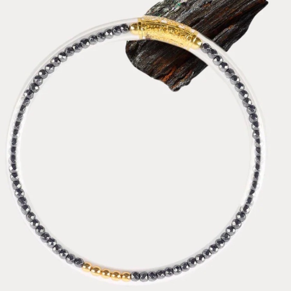 Budha Girl‎ Medium Hermalite LUXE 19.7cts Bangle Bracelet Silver Metal Clear NEW